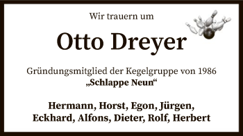 Todesanzeige von Otto Dreyer von SYK