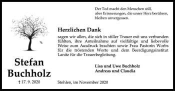 Todesanzeige von Stefan Buchholz von SYK