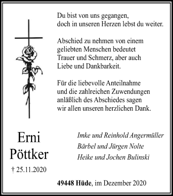 Todesanzeige von Erni Pöttker von SYK