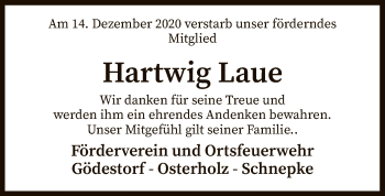 Todesanzeige von Hartwig Laue von SYK