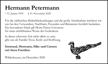 Todesanzeige von Hermann Petermann von SYK