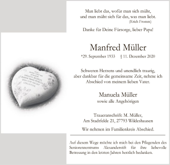 Todesanzeige von Manfred Müller von SYK