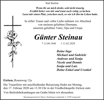 Todesanzeige von Günter Steinau von SYK