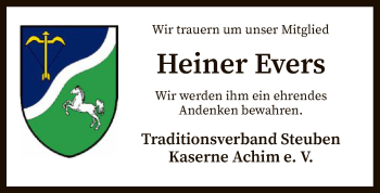 Todesanzeige von Heiner Evers von SYK