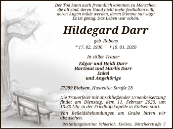 Todesanzeige von Hildegard Darr von SYK