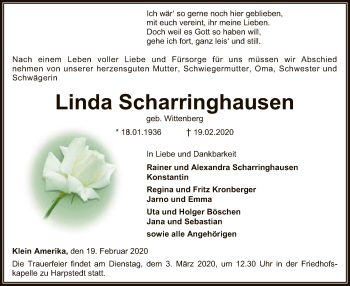 Todesanzeige von Linda Scharringhausen von SYK