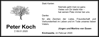 Todesanzeige von Peter Koch von SYK