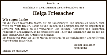 Todesanzeige von Helga Friesacher von SYK