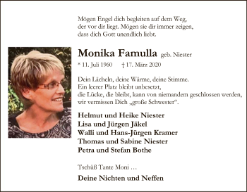 Todesanzeige von Monika Famulla von SYK