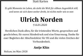 Todesanzeige von Ulrich Norden von SYK