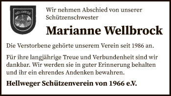 Todesanzeige von Marianne Wellbrock von SYK