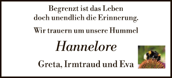 Todesanzeige von Hannelore  von SYK