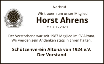 Todesanzeige von Horst Ahrens von SYK