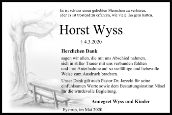 Todesanzeige von Horst Wyss von SYK