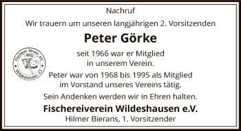 Todesanzeige von Peter Görke von SYK