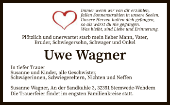 Todesanzeige von Uwe Wagner von SYK