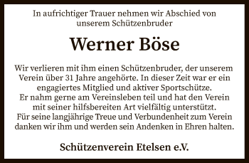 Todesanzeige von Werner Böse von SYK