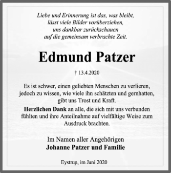 Todesanzeige von Edmund Patzer von SYK