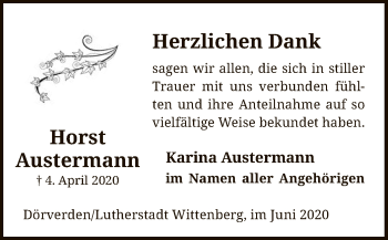 Todesanzeige von Horst Austermann von SYK