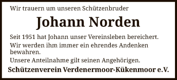 Todesanzeige von Johann Norden von SYK