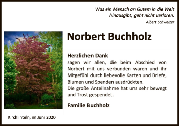 Todesanzeige von Norbert Buchholz von SYK