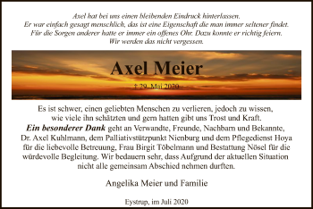 Todesanzeige von Axel Meier von SYK