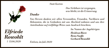 Todesanzeige von Elfriede Rowohlt von SYK