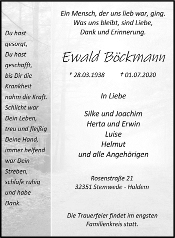 Todesanzeige von Ewald Böckmann von SYK