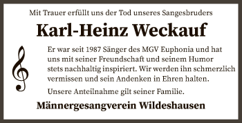 Todesanzeige von Karl-Heinz Weckauf von SYK