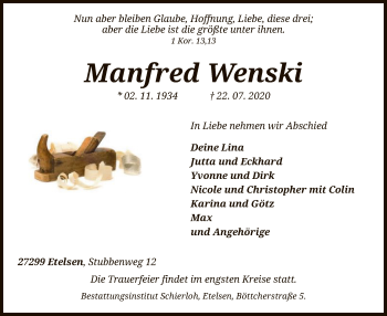 Todesanzeige von Manfred Wenski von SYK