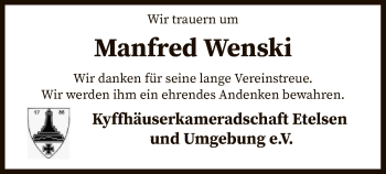 Todesanzeige von Manfred Wenski von SYK