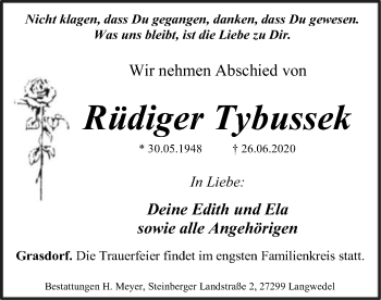 Todesanzeige von Rüdiger Tybussek von SYK