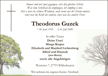 Todesanzeige von Theodorus Guzek von SYK