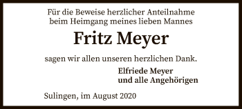 Todesanzeige von Fritz Meyer von SYK