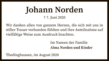 Todesanzeige von Johann Norden von SYK