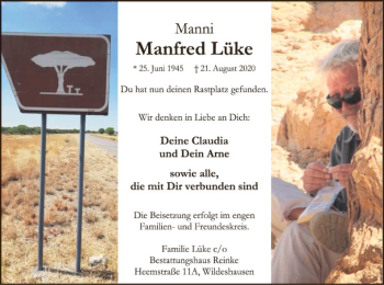 Todesanzeige von Manfred Lüke von SYK