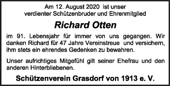 Todesanzeige von Richard Otten von SYK