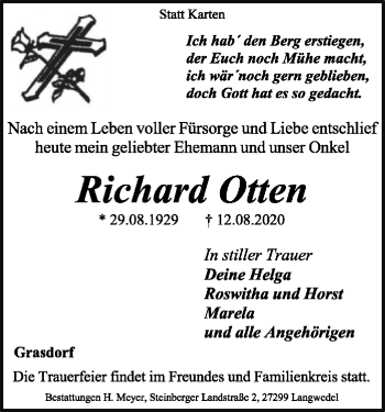 Todesanzeige von Richard Otten von SYK