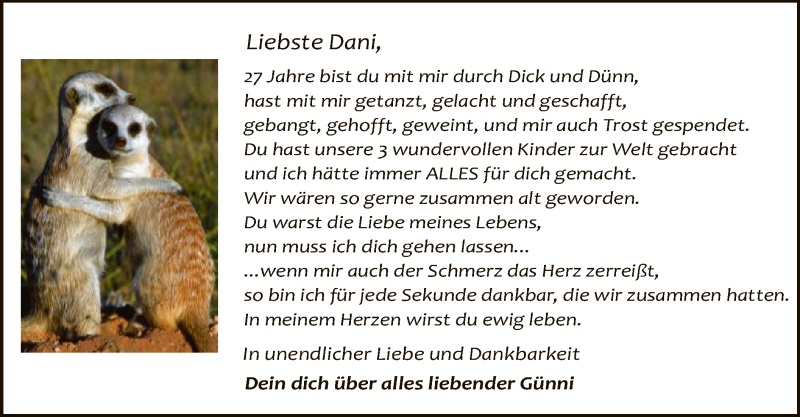 Traueranzeige für Daniela Immoor vom 29.09.2020 aus SYK