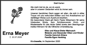 Todesanzeige von Erna Meyer von SYK