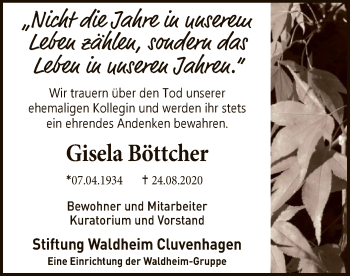 Todesanzeige von Gisela Böttcher von SYK