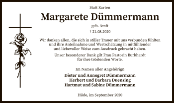 Todesanzeige von Margarete Dümmermann von SYK