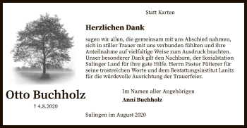 Todesanzeige von Otto Buchholz von SYK