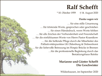Todesanzeige von Ralf Schefft von SYK