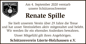 Todesanzeige von Renate Spille von SYK
