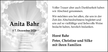 Todesanzeige von Anita Bahr von SYK