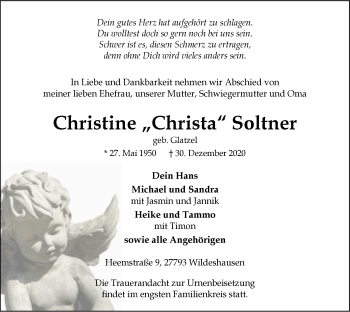 Todesanzeige von Christine Soltner von SYK