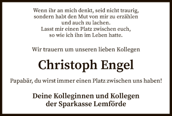 Todesanzeige von Christoph Engel von SYK