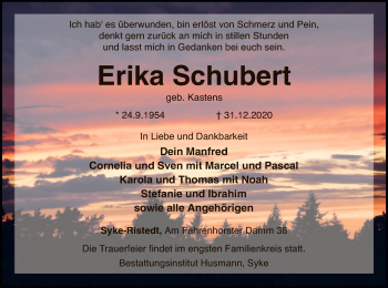 Todesanzeige von Erika Schubert von SYK