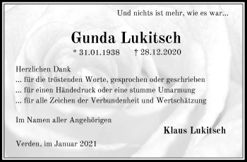 Todesanzeige von Gunda Lukitsch von SYK